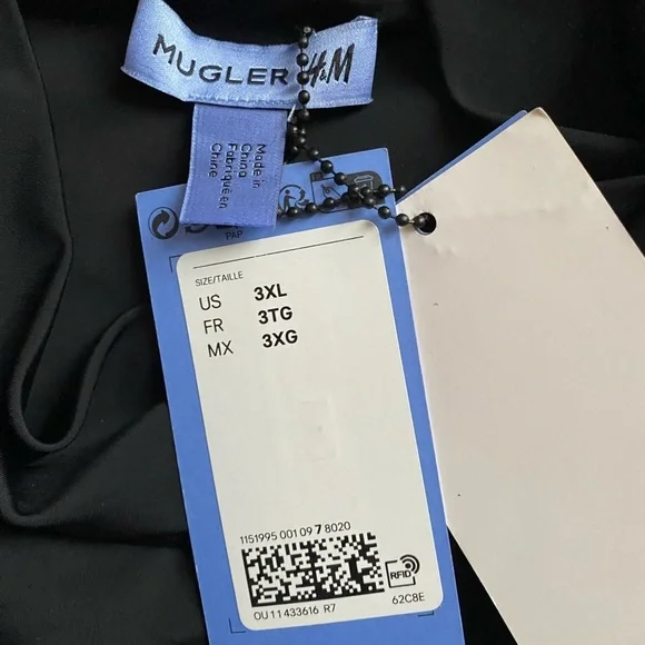 MUGLER x H&M Super-fitted Elegant Black Cut-Out Jersey Shirt Men’s Size 3XL - Picture 12 of 13